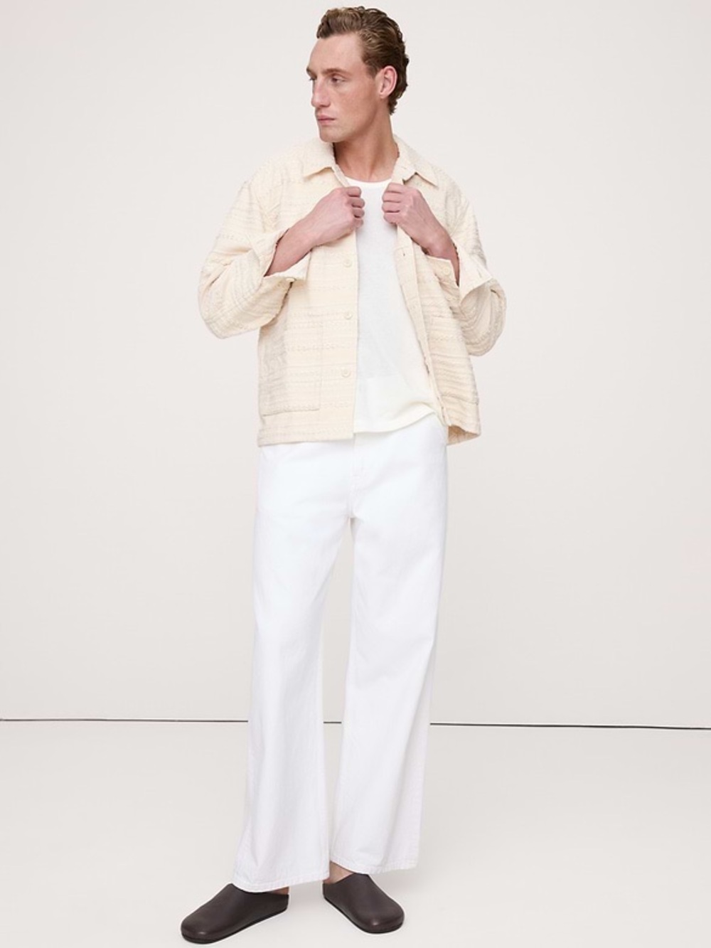 Banana Republic Cream Lightweight Shirt Jacket